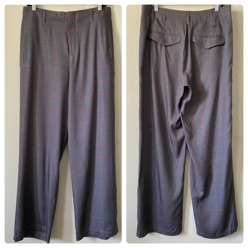 rag & bone Gray and Red Wide Leg Pants